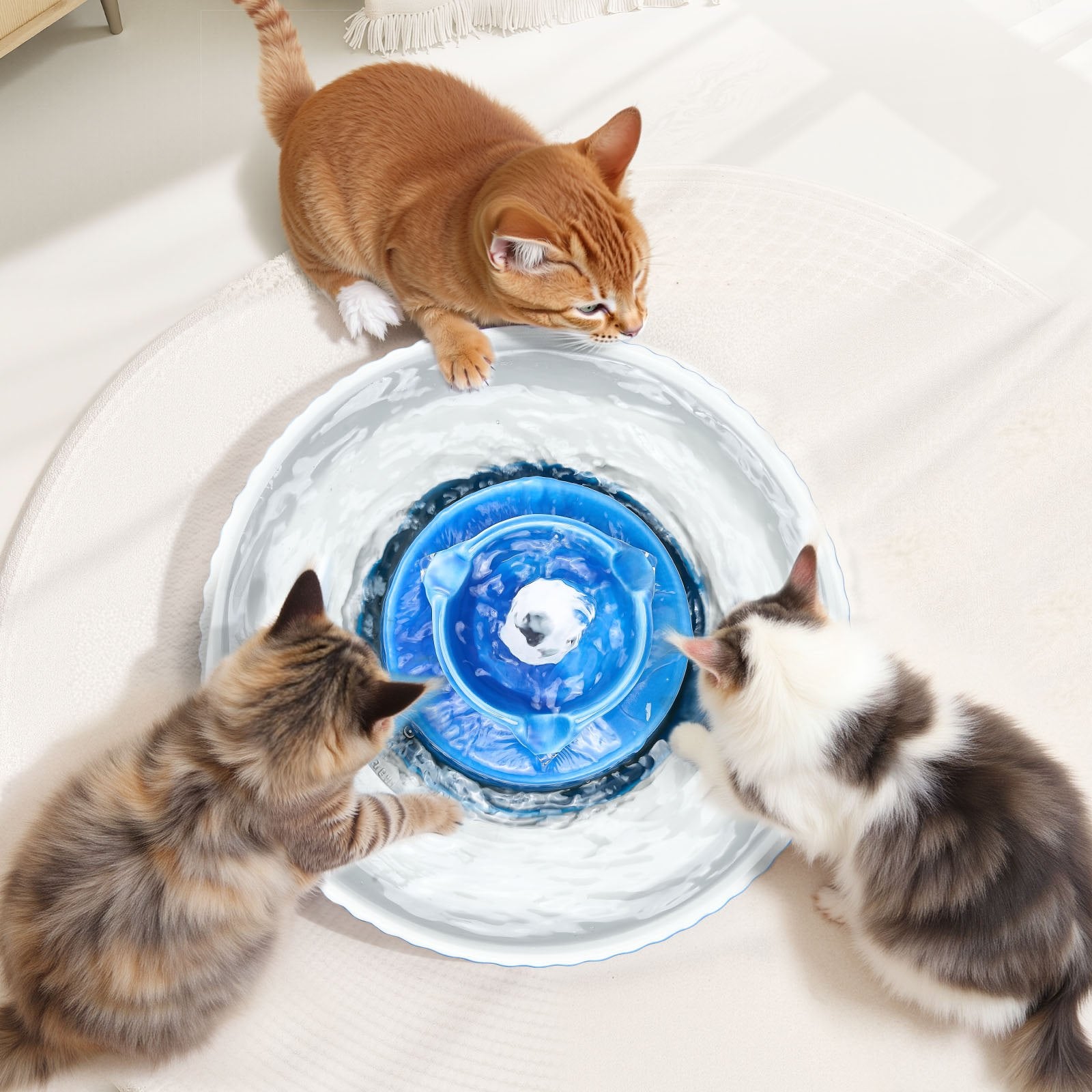 LunaFlow Ceramic Pet Fountain – Premium 2.1L Ultra Quiet Water Fountain for Cats & Small Dogs with Elegant Cupcake Design