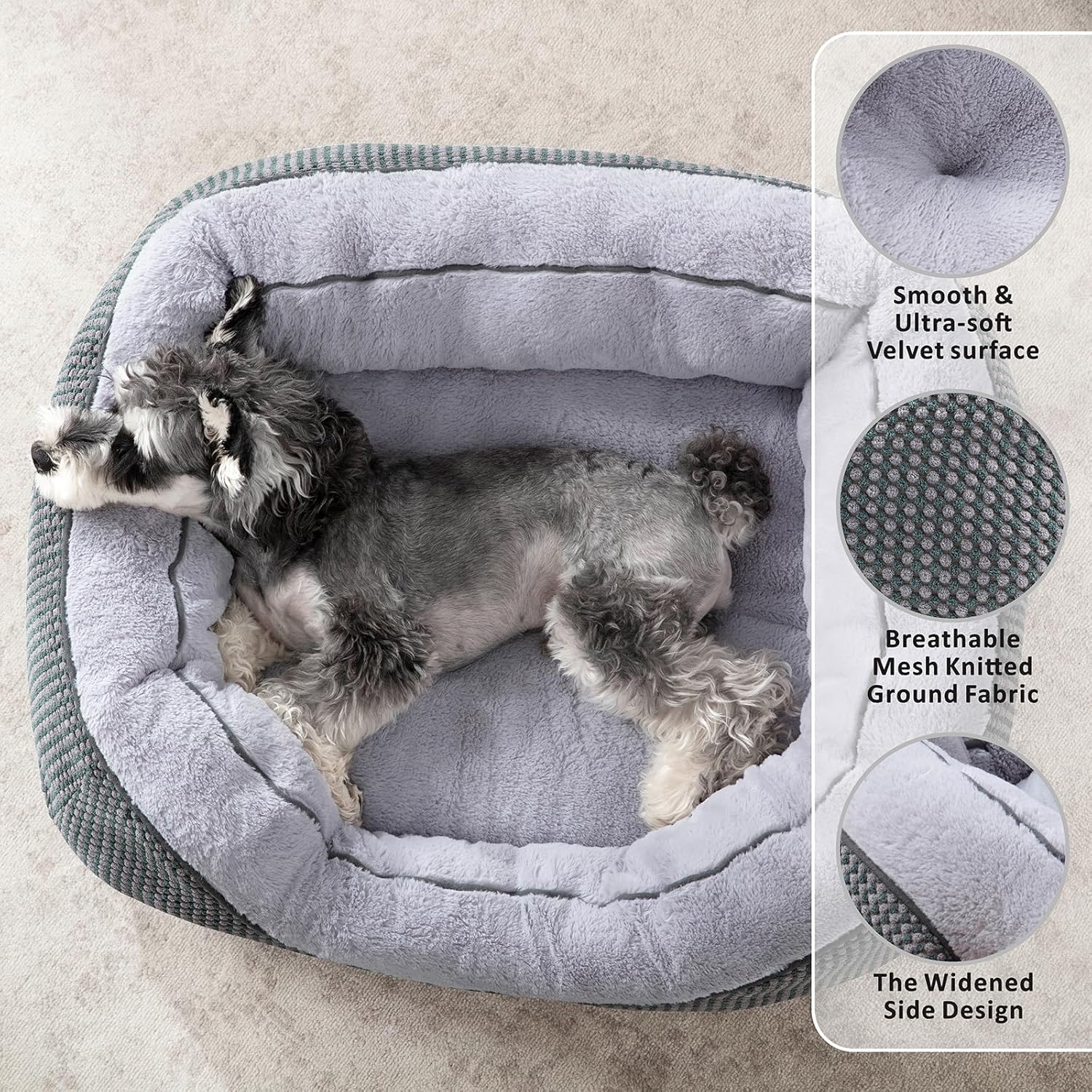 Calming Plush Dog Crate Bed for Medium Dogs